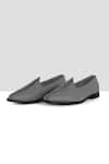 Shop_Ankit V Kapoor_Grey Stitchline Thread Matte Almond Toe Mojris _at_Aza_Fashions