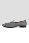 Ankit V Kapoor_Grey Stitchline Thread Matte Almond Toe Mojris _Online_at_Aza_Fashions