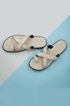 Buy_Ankit V Kapoor_Off White Criss Cross Plain Sandals_at_Aza_Fashions