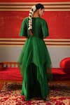 Shop_Kesar Studio_Green Silk Embellished Sequin V-neck Inaara Asymmetric Kurta Harem Pant Set _at_Aza_Fashions