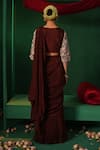 Shop_Kesar Studio_Brown Silk Handwork 3d Flower Round Naqsh Draped Skirt With Hand Work Blouse _at_Aza_Fashions