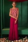 Buy_Kesar Studio_Pink Silk Handwork Rang De Basanti Hand Embroidered Bandeau With Bell Pant _at_Aza_Fashions