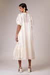 Shop_Madder Much_White Handloom Chanderi Silk Embroidered Sequin Hazel Featherlight Midi Dress_at_Aza_Fashions