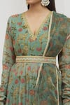 Buy_Yuvraani Jaipur_Green Chanderi, Cotton Sequins, Lace, Tassels, Floral Print Anarkali Set _Online_at_Aza_Fashions