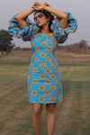 Buy_ZEN'S COUTURE_Sky Blue Poplin Printed Heart Square Lisa Dress_at_Aza_Fashions