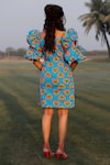 Shop_ZEN'S COUTURE_Sky Blue Poplin Printed Heart Square Lisa Dress_at_Aza_Fashions