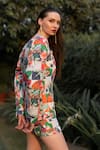 Shop_ZEN'S COUTURE_Multi Color Poplin Printed Floral Square Victoria Jacket Dress_Online_at_Aza_Fashions