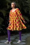 Buy_ZEN'S COUTURE_Multi Color Textured Crepe Print Polka Dot Square Alysia Dress _Online_at_Aza_Fashions