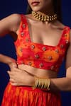 Buy_ZEN'S COUTURE_Orange Natural Crepe Print Summer Blossom Square Zinnat Jacket Palazzo Set_Online_at_Aza_Fashions