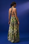 Shop_ZEN'S COUTURE_Green Natural Crepe Print Marble Splash Halter Neck Alaaya Jumpsuit _at_Aza_Fashions