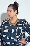 Buy_neetiandmudita_Blue Crepe Embellished Tetris Round Pattern Short Dress_Online_at_Aza_Fashions