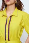 Buy_neetiandmudita_Yellow Cotton Rhinestone Collared Detailed Shirt With Shorts_Online_at_Aza_Fashions