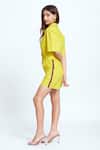 Shop_neetiandmudita_Yellow Cotton Rhinestone Collared Detailed Shirt With Shorts_Online_at_Aza_Fashions