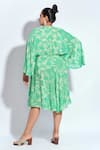 Shop_neetiandmudita_Green Crepe Rhinestone V Neck Mandala Pattern Wrap Midi Dress_at_Aza_Fashions