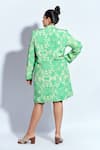 Shop_neetiandmudita_Green Crepe Mandala Notched Lapel Pattern Short Blazer Dress _at_Aza_Fashions