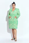 neetiandmudita_Green Crepe Mandala Notched Lapel Pattern Short Blazer Dress _Online_at_Aza_Fashions