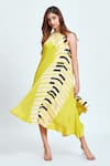 neetiandmudita_Yellow Crepe Piano Keys Round Pattern Flared Dress _Online_at_Aza_Fashions