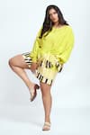 Shop_neetiandmudita_Yellow Crepe Piano Keys Wide Neck Pattern Top With Shorts _at_Aza_Fashions