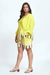 Buy_neetiandmudita_Yellow Crepe Piano Keys Wide Neck Pattern Top With Shorts _Online_at_Aza_Fashions