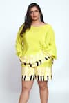 Shop_neetiandmudita_Yellow Crepe Piano Keys Wide Neck Pattern Top With Shorts _Online_at_Aza_Fashions