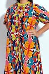 Shop_neetiandmudita_Multi Color Crepe Abstract Ribbed Collar Ruched Front Midi Dress _Online_at_Aza_Fashions