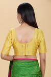 Shop_Kalakaari By Sagarika_Yellow Embroidery Round Neck Floral Blouse _at_Aza_Fashions