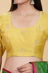 Shop_Kalakaari By Sagarika_Yellow Embroidery Round Neck Floral Blouse _Online_at_Aza_Fashions