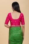 Shop_Kalakaari By Sagarika_Pink Silk Embroidery Round Neck Gota Blouse _at_Aza_Fashions