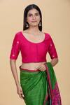 Kalakaari By Sagarika_Pink Silk Embroidery Round Neck Gota Blouse _Online_at_Aza_Fashions