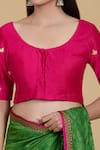 Shop_Kalakaari By Sagarika_Pink Silk Embroidery Round Neck Gota Blouse _Online_at_Aza_Fashions