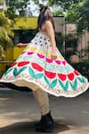 Ka-Sha_Multi Color Cotton Applique Square Neck Buddy Bloom And Corded Dress _at_Aza_Fashions