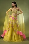 Buy_Basanti - Kapde Aur Koffee x AZA_Yellow Organza Embroidery Sequin Sweetheart Neck Floral Lehenga Set_at_Aza_Fashions