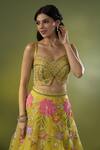 Shop_Basanti - Kapde Aur Koffee x AZA_Yellow Organza Embroidery Sequin Sweetheart Neck Floral Lehenga Set_Online_at_Aza_Fashions