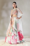 Buy_Basanti - Kapde Aur Koffee x AZA_Multi Color Georgette Printed Abstract Floral Fower Bloom Pleated Lehenga Set_Online_at_Aza_Fashions