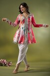 Buy_Basanti - Kapde Aur Koffee x AZA_Multi Color Crepe Printed Abstract Floral Kurta V Panelled And Draped Pant Set_at_Aza_Fashions