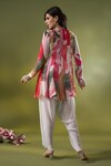 Shop_Basanti - Kapde Aur Koffee x AZA_Multi Color Crepe Printed Abstract Floral Kurta V Panelled And Draped Pant Set_at_Aza_Fashions