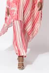 Buy_Rishi and Vibhuti_Pink Crepe Printed Floral Collared Lumin Asymmetric Kurta And Pant Co-ord Set 