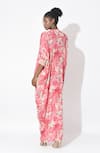 Buy_Rishi and Vibhuti_Pink Crepe Printed Floral V-neck Passion Petal Kaftan Dress _Online_at_Aza_Fashions