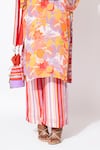 Shop_Rishi and Vibhuti_Orange Crepe Printed Floral And Stripe Carousel Embellished Kurta With Pant _Online_at_Aza_Fashions