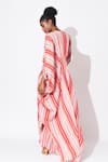 Shop_Rishi and Vibhuti_Multi Color Crepe Printed Stripe V-neck Rio Carnival Embellished Kaftan _at_Aza_Fashions