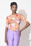 Buy_Rishi and Vibhuti_Orange Crepe And Organza Printed Floral Cabana Embroidered Corset With Pant _Online_at_Aza_Fashions