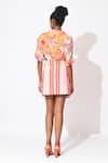 Shop_Rishi and Vibhuti_Orange Crepe Print Floral Collar Neck Mini Duo Shirt With Skirt _at_Aza_Fashions