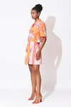 Buy_Rishi and Vibhuti_Orange Crepe Print Floral Collar Neck Mini Duo Shirt With Skirt _Online_at_Aza_Fashions