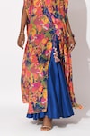 Buy_Rishi and Vibhuti_Multi Color Crepe Printed Floral Round Neck Cross Overlay Top With Skirt _Online_at_Aza_Fashions