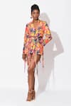 Buy_Rishi & Vibhuti_Multi Color Crepe Printed Floral Lapel Mystic Muse Blazer Dress_at_Aza_Fashions