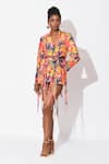 Buy_Rishi and Vibhuti_Multi Color Crepe Printed Floral Lapel Mystic Muse Blazer Dress _at_Aza_Fashions