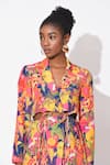Rishi & Vibhuti_Multi Color Crepe Printed Floral Lapel Mystic Muse Blazer Dress_Online_at_Aza_Fashions