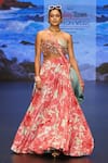 Buy_Rishi & Vibhuti_Pink Crepe Printed Floral Romantic Waves Hand Embroidered Lehenga With Blouse_at_Aza_Fashions