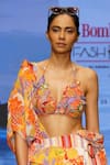 Rishi & Vibhuti_Pink Crepe Printed Floral Halter Neck Tango Tie Hand Embroidered Dress_Online_at_Aza_Fashions