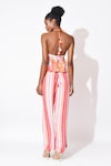 Shop_Rishi and Vibhuti_Orange Crepe Printed Floral And Stripe Halter Neck Sway Symphony 2 Pant With Top _at_Aza_Fashions